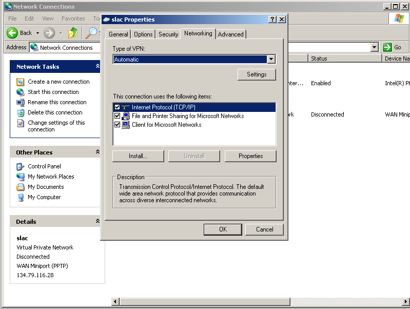 Screenshot of action described in text