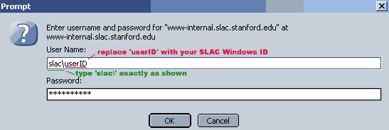 image of prompt box: 'slac\userID'